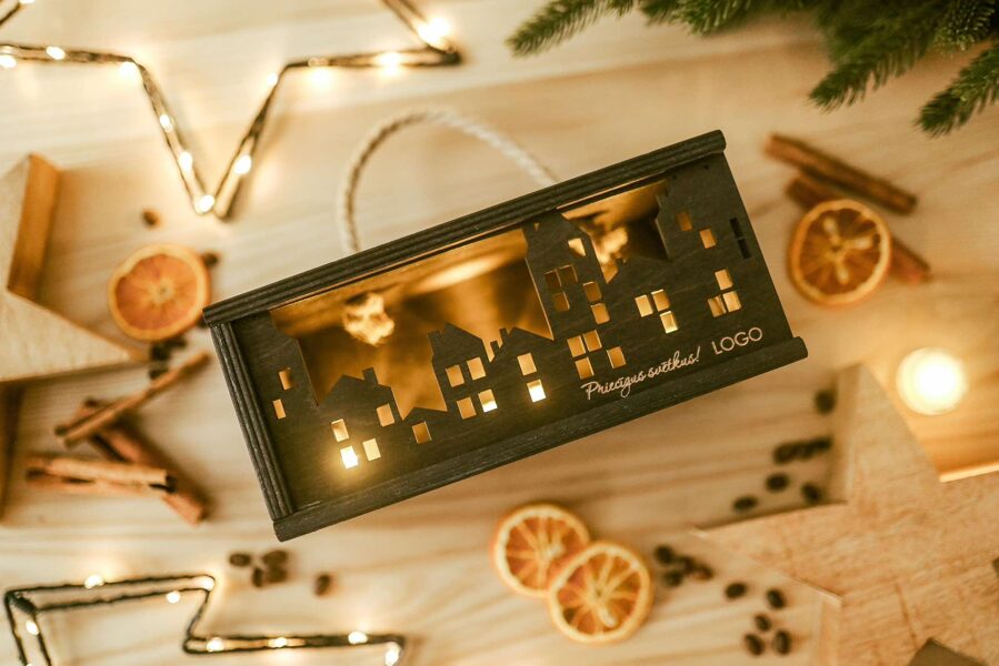  Kaste ar pilsētu (+ LED diodēm)